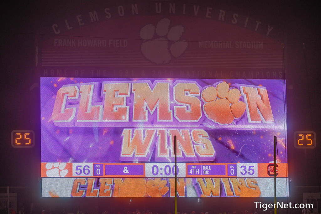 Clemson Football Photo of scoreboard and South Carolina