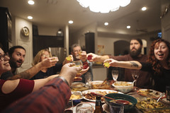 1122 Family clink at Thanksgiving Dinner